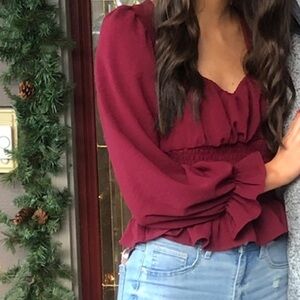 Elegant Burgundy Women's Top